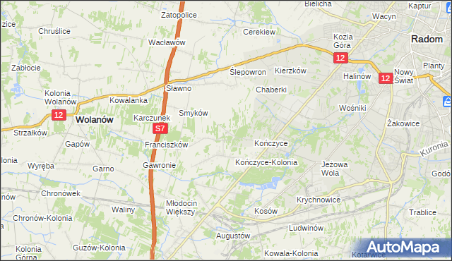 mapa Podkończyce, Podkończyce na mapie Targeo