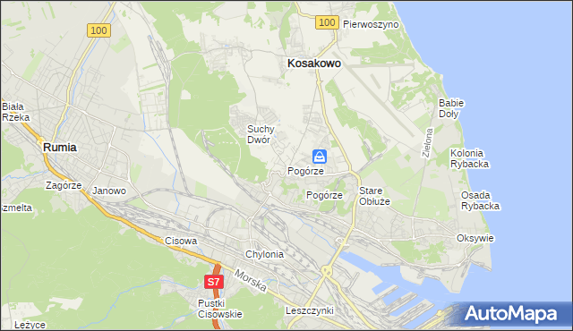 mapa Pogórze gmina Kosakowo, Pogórze gmina Kosakowo na mapie Targeo