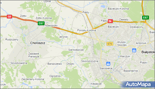 mapa Porosły, Porosły na mapie Targeo