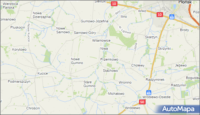 mapa Przemkowo gmina Dzierzążnia, Przemkowo gmina Dzierzążnia na mapie Targeo