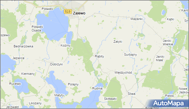 mapa Rąbity, Rąbity na mapie Targeo