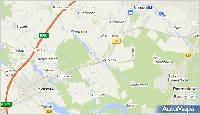 mapa Rosnówko gmina Komorniki, Rosnówko gmina Komorniki na mapie Targeo