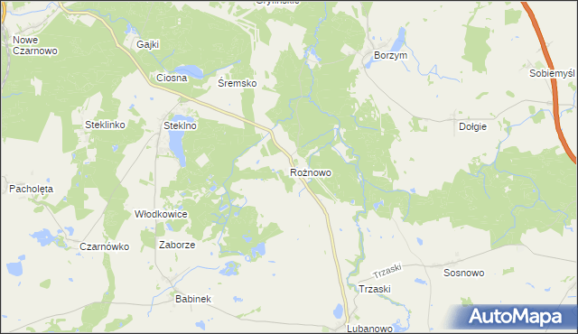 mapa Rożnowo gmina Banie, Rożnowo gmina Banie na mapie Targeo