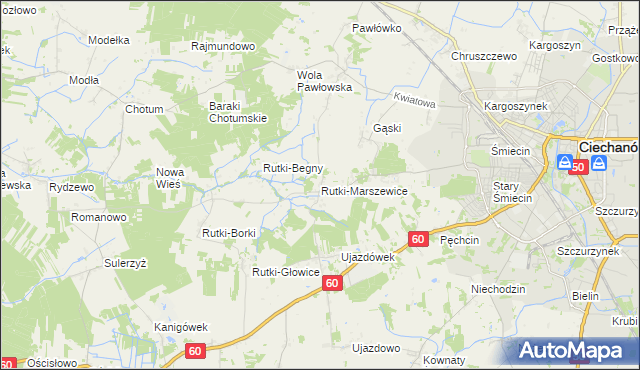 mapa Rutki-Marszewice, Rutki-Marszewice na mapie Targeo