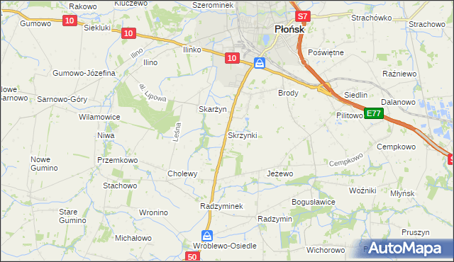 mapa Skrzynki gmina Płońsk, Skrzynki gmina Płońsk na mapie Targeo