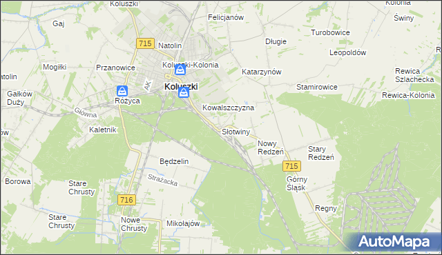 mapa Słotwiny gmina Koluszki, Słotwiny gmina Koluszki na mapie Targeo