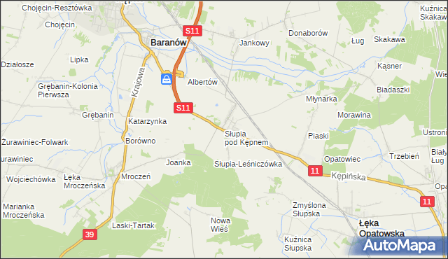 mapa Słupia pod Kępnem, Słupia pod Kępnem na mapie Targeo