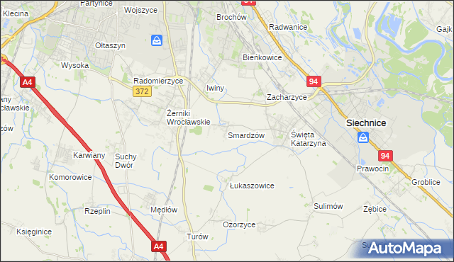 mapa Smardzów gmina Siechnice, Smardzów gmina Siechnice na mapie Targeo