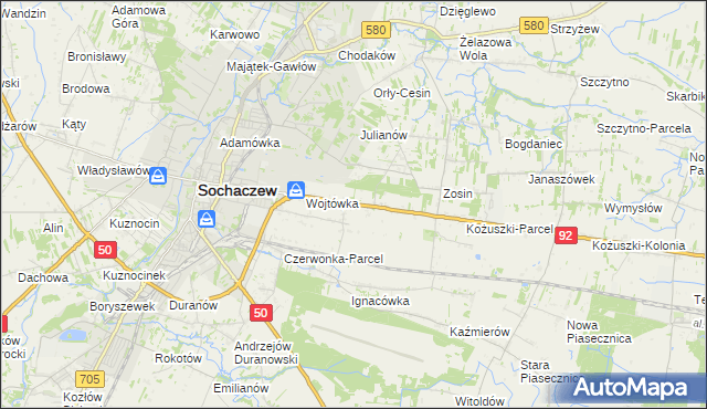 mapa Sochaczew-Wieś, Sochaczew-Wieś na mapie Targeo