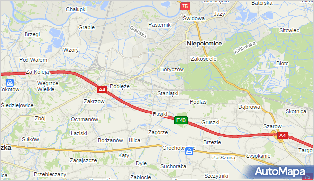 mapa Staniątki, Staniątki na mapie Targeo