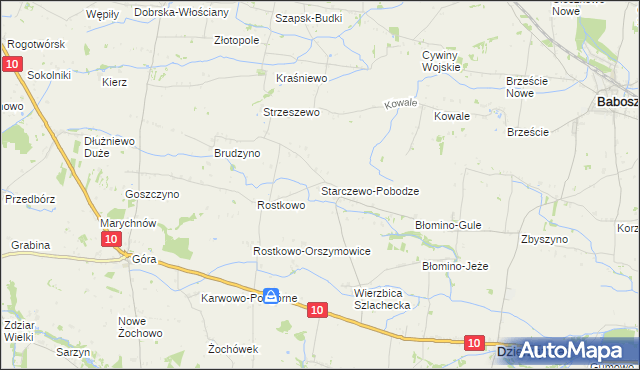 mapa Starczewo-Pobodze, Starczewo-Pobodze na mapie Targeo