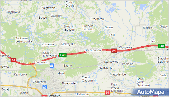 mapa Szczepanów gmina Brzesko, Szczepanów gmina Brzesko na mapie Targeo