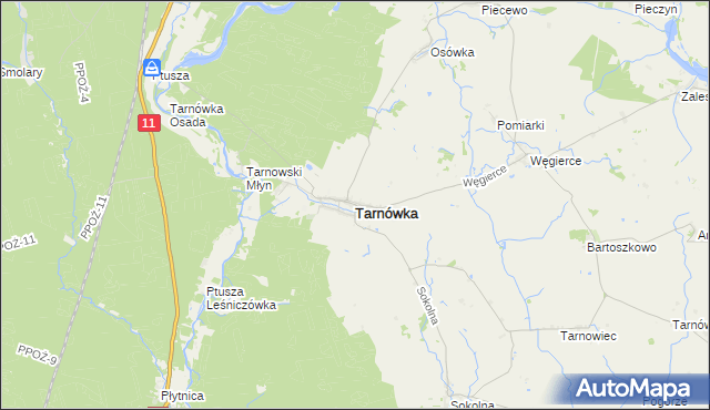 mapa Tarnówka powiat złotowski, Tarnówka powiat złotowski na mapie Targeo