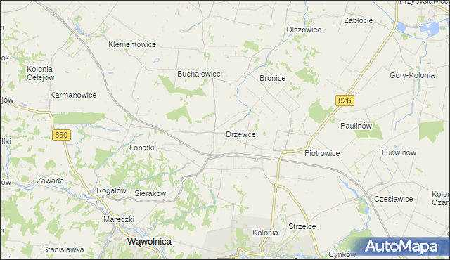 mapa Drzewce gmina Nałęczów, Drzewce gmina Nałęczów na mapie Targeo