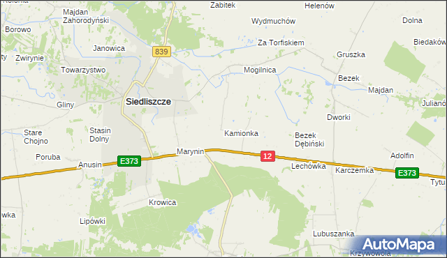 mapa Kamionka gmina Siedliszcze, Kamionka gmina Siedliszcze na mapie Targeo