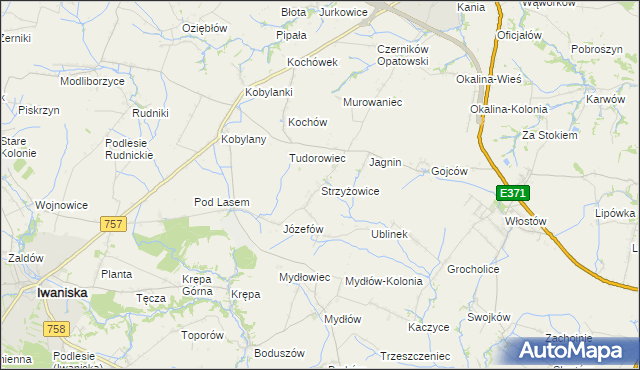 mapa Strzyżowice gmina Opatów, Strzyżowice gmina Opatów na mapie Targeo