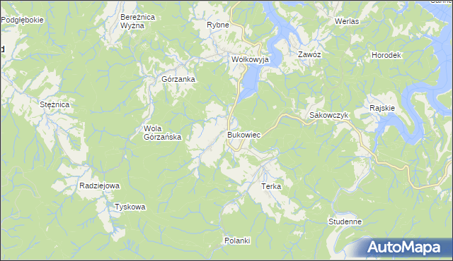 mapa Bukowiec gmina Solina, Bukowiec gmina Solina na mapie Targeo