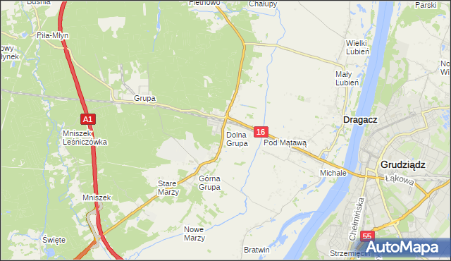 mapa Dolna Grupa, Dolna Grupa na mapie Targeo