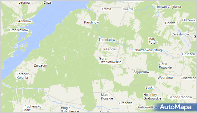 mapa Góry Trzebiatowskie, Góry Trzebiatowskie na mapie Targeo