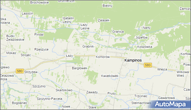 mapa Komorów gmina Kampinos, Komorów gmina Kampinos na mapie Targeo