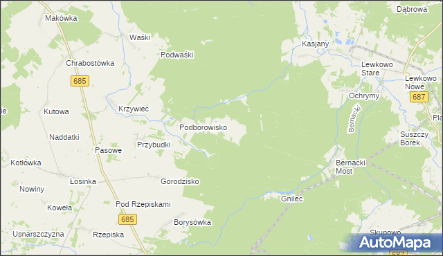 mapa Krynica gmina Narewka, Krynica gmina Narewka na mapie Targeo