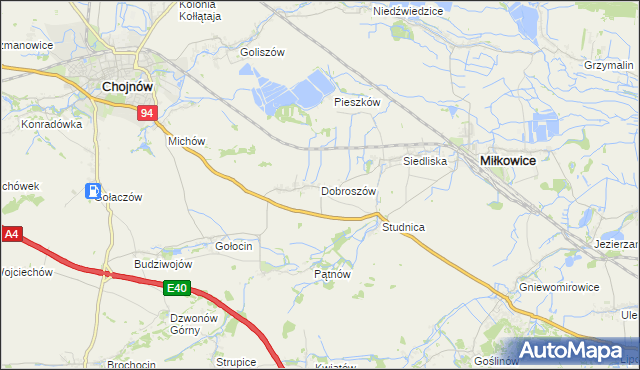 mapa Dobroszów gmina Chojnów, Dobroszów gmina Chojnów na mapie Targeo