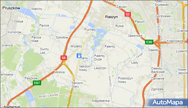 mapa Falenty Duże, Falenty Duże na mapie Targeo