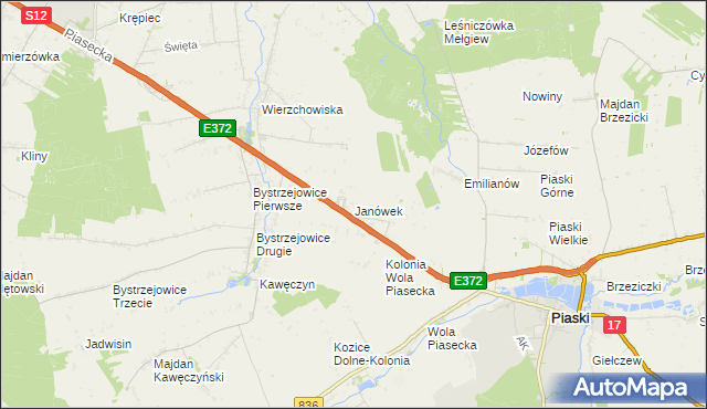 mapa Janówek gmina Piaski, Janówek gmina Piaski na mapie Targeo