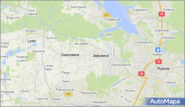 mapa Jejkowice, Jejkowice na mapie Targeo