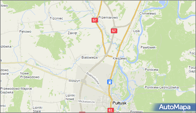 mapa Olszak gmina Pułtusk, Olszak gmina Pułtusk na mapie Targeo