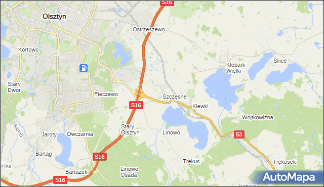 mapa Szczęsne gmina Purda, Szczęsne gmina Purda na mapie Targeo