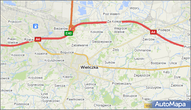 mapa Zabawa gmina Wieliczka, Zabawa gmina Wieliczka na mapie Targeo