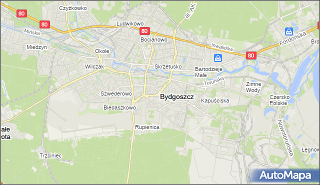 mapa Bydgoszczy, Bydgoszcz na mapie Targeo