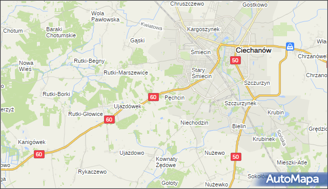 mapa Pęchcin, Pęchcin na mapie Targeo