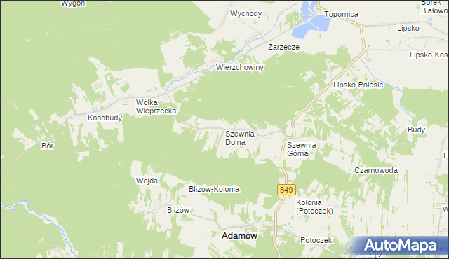 mapa Szewnia Dolna, Szewnia Dolna na mapie Targeo