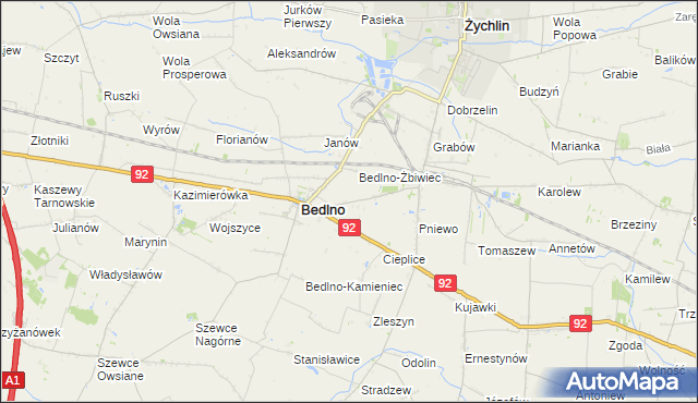 mapa Bedlno-Wieś, Bedlno-Wieś na mapie Targeo