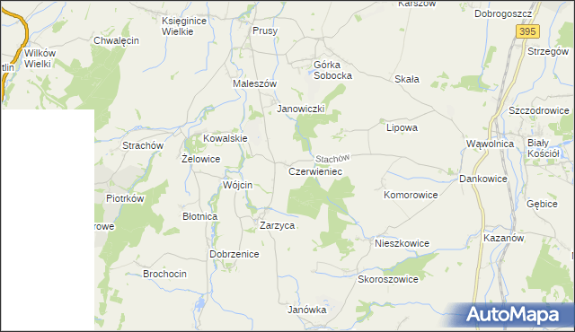 mapa Czerwieniec gmina Kondratowice, Czerwieniec gmina Kondratowice na mapie Targeo