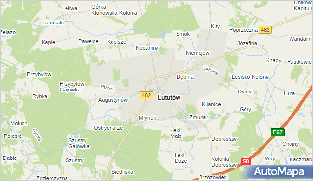 mapa Lututów, Lututów na mapie Targeo