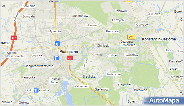 mapa Chylice gmina Piaseczno, Chylice gmina Piaseczno na mapie Targeo
