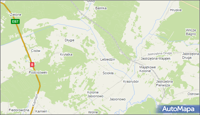 mapa Lebiedzin gmina Sztabin, Lebiedzin gmina Sztabin na mapie Targeo