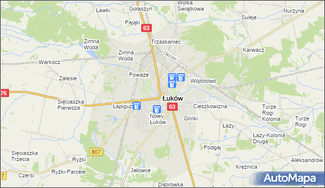 mapa Łuków, Łuków na mapie Targeo