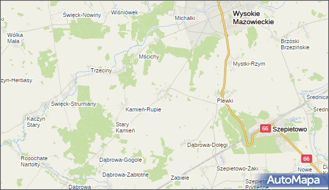 mapa Bryki gmina Wysokie Mazowieckie, Bryki gmina Wysokie Mazowieckie na mapie Targeo