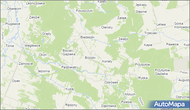 mapa Gąszcze, Gąszcze na mapie Targeo