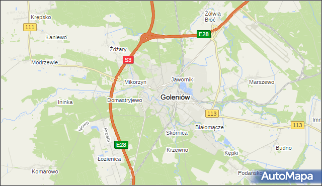 mapa Goleniów, Goleniów na mapie Targeo