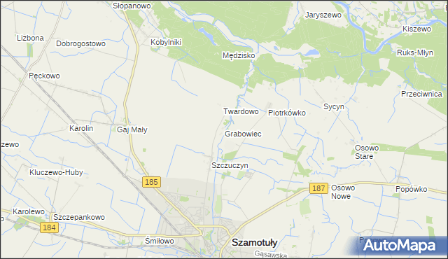 mapa Grabowiec gmina Szamotuły, Grabowiec gmina Szamotuły na mapie Targeo