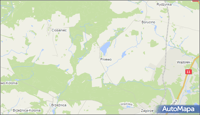 mapa Pniewo gmina Okonek, Pniewo gmina Okonek na mapie Targeo