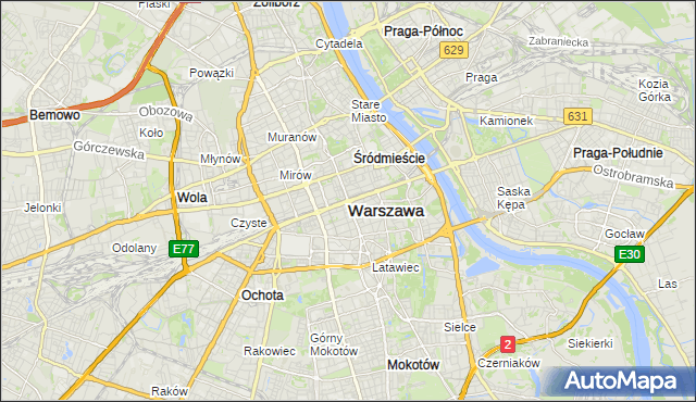 mapa Warszawy, Warszawa na mapie Targeo