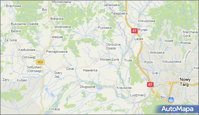 mapa Morawczyna, Morawczyna na mapie Targeo