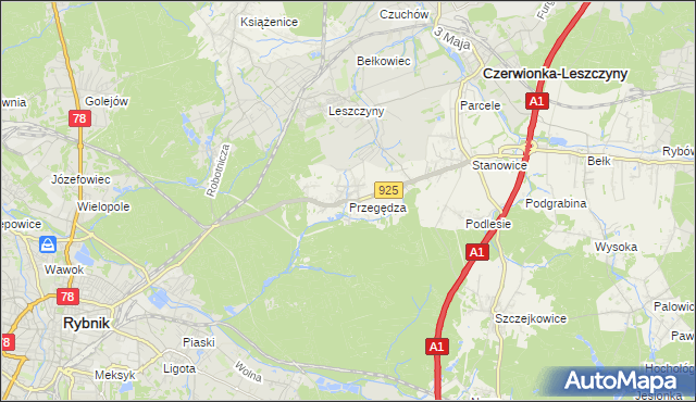 mapa Przegędza, Przegędza na mapie Targeo