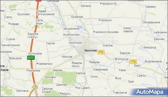 mapa Słomniki, Słomniki na mapie Targeo